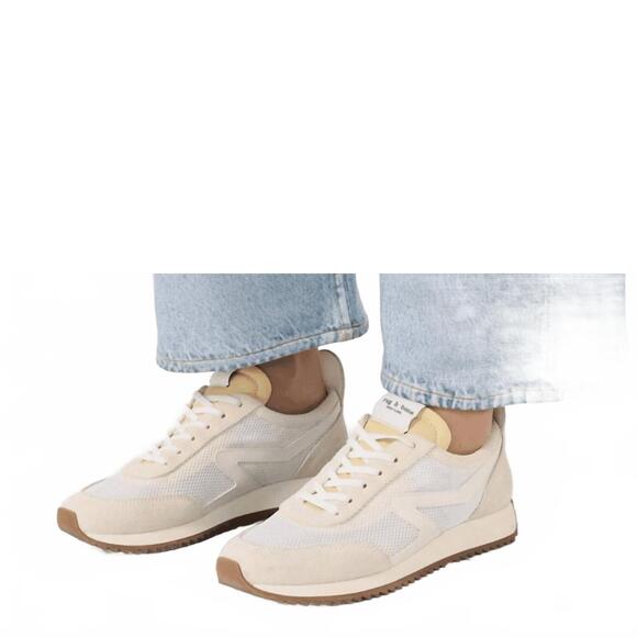 NEW RAG & BONE women's retro runner shoes in off-white mint